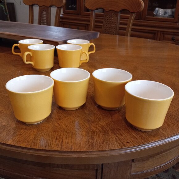 Vintage Yellow Royal China Sierra Madre Ironstone Coffee Cups Set of 8 - Picture 4 of 16